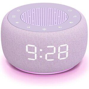 Sound Machine & Alarm Clock 2-in-1, 0-100% Clock Face Brightness, Bottom Colored